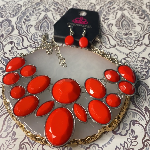 Paparazzi Demi-Diva Red Necklace & Earrings Set - Picture 2 of 2